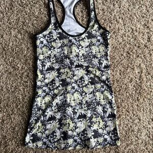 lululemon athletica Black and White Floral Tank Top